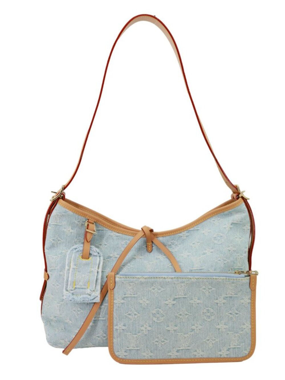 Louis Vuitton CarryAll PM Monogram Denim Shoulder Bag Sky Blue